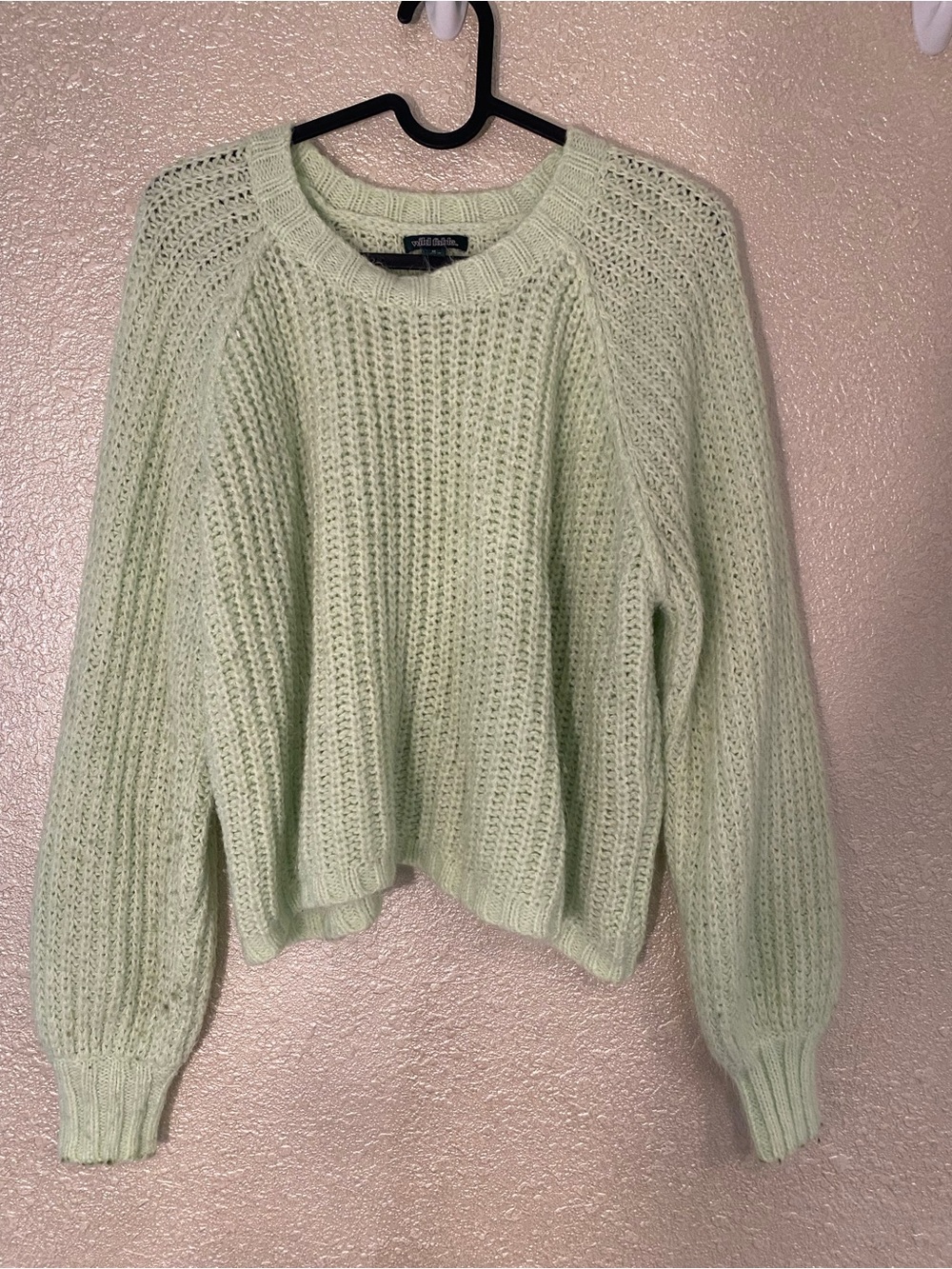 wild fable lime Green Open-Knit Crewneck Sweater